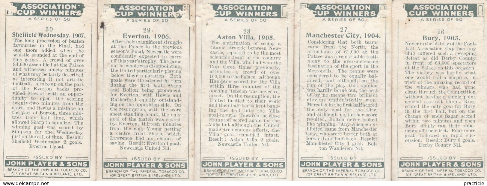 2704 Player’s Cigarettes Association Cup Winners Football series all cards except no 32 39 and 49