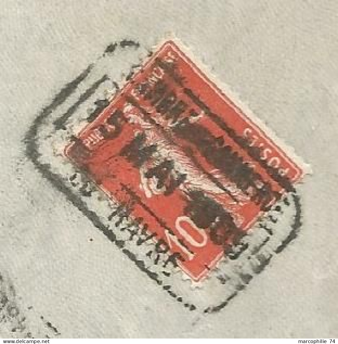 FRANCE SEMEUSE 10C N°138 LETTRE A FENETRE GRIFFE CHAMBRE DE COMMERCE 1909 LE HAVRE GREVE - Timbres