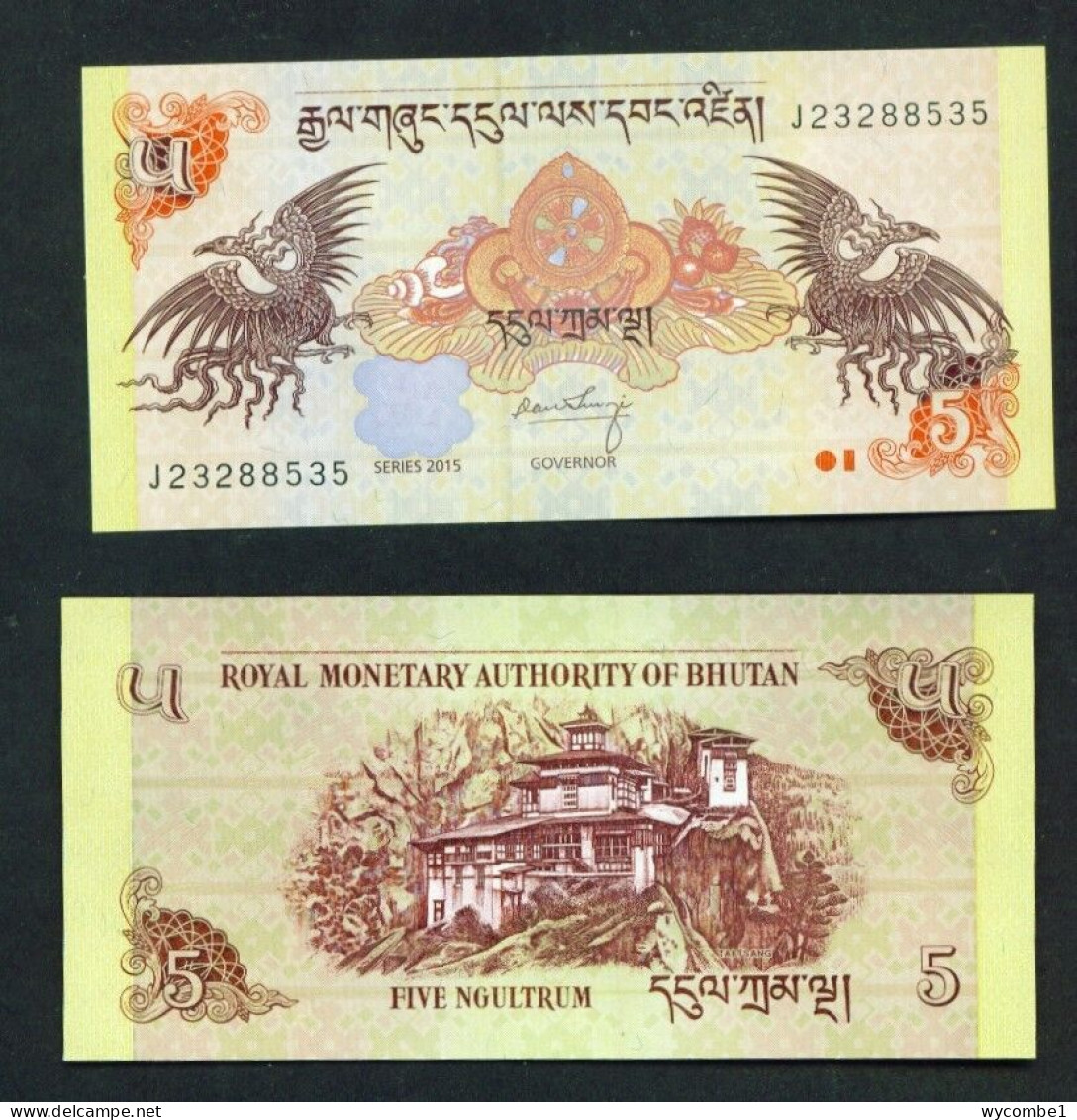 BHUTAN  -  2015  5 Ngultrum  UNC  Banknote - Bhután