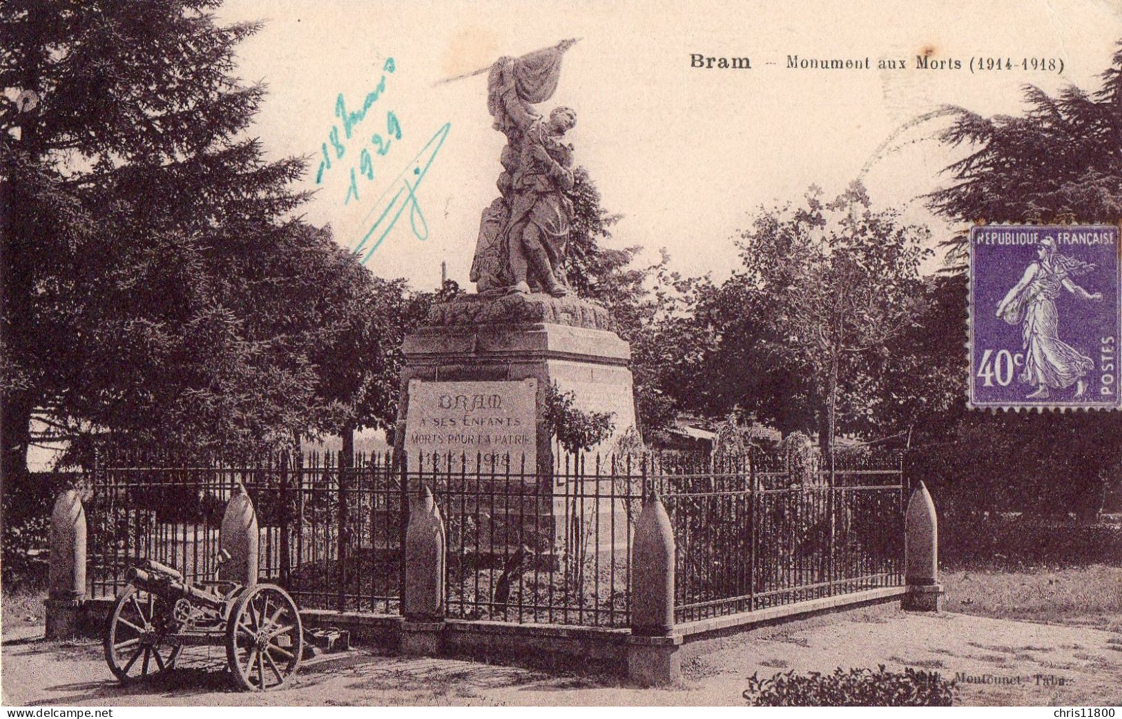 CPA  - 11 - BRAM - Monument Aux Morts (1914-1918) - Bram
