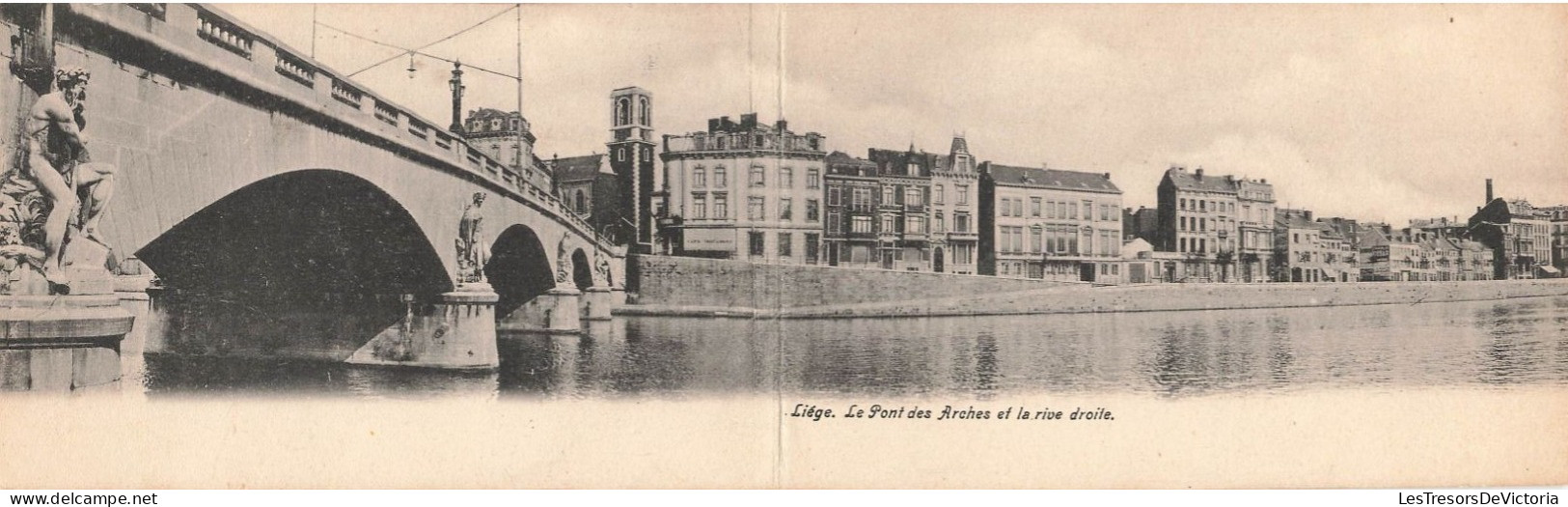 Belgique - Liège - Le Pont Des Arches Et La Rive Droite - Double Carte - Carte Postale Ancienne - Liege