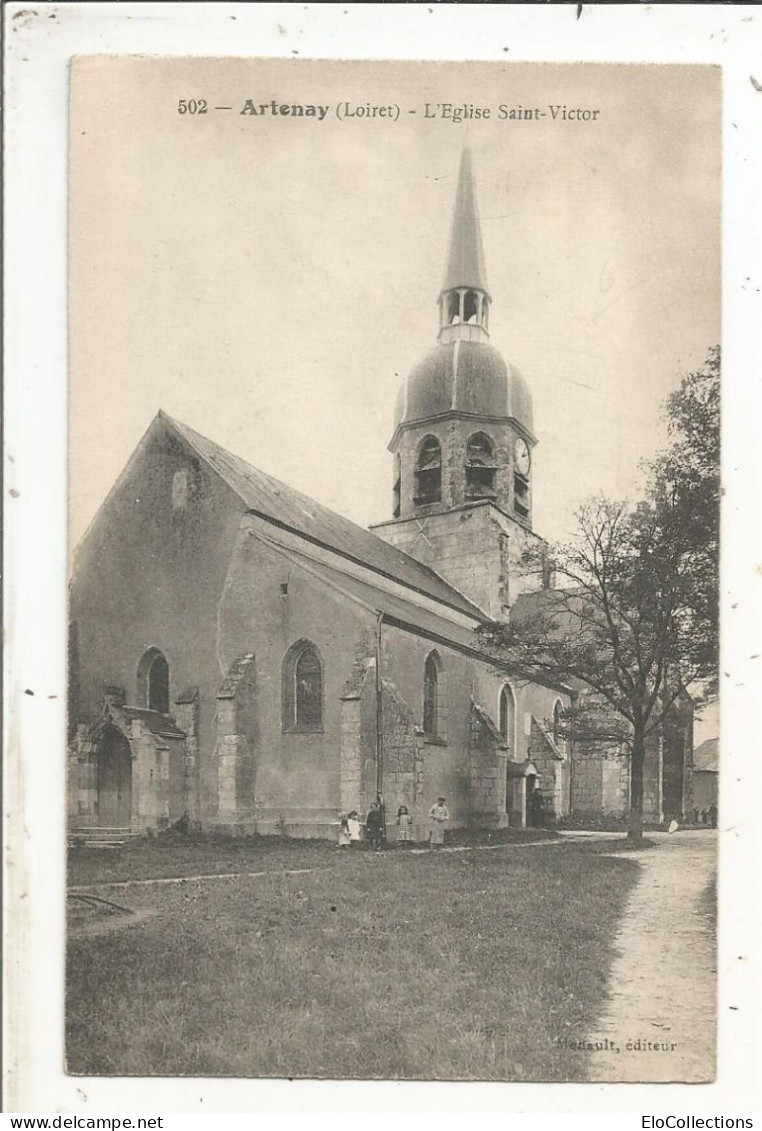 Cp, 45, ARTENAY, L'église SAINT VICTOR, Voyagée 1917 - Artenay