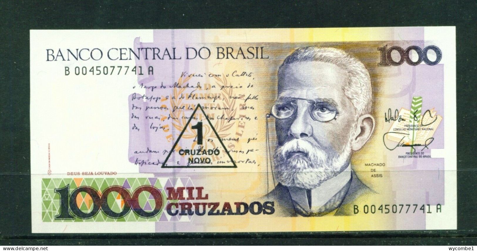 BRASIL  -  1989 1 Cruzado Novo  UNC  Banknote - Brésil