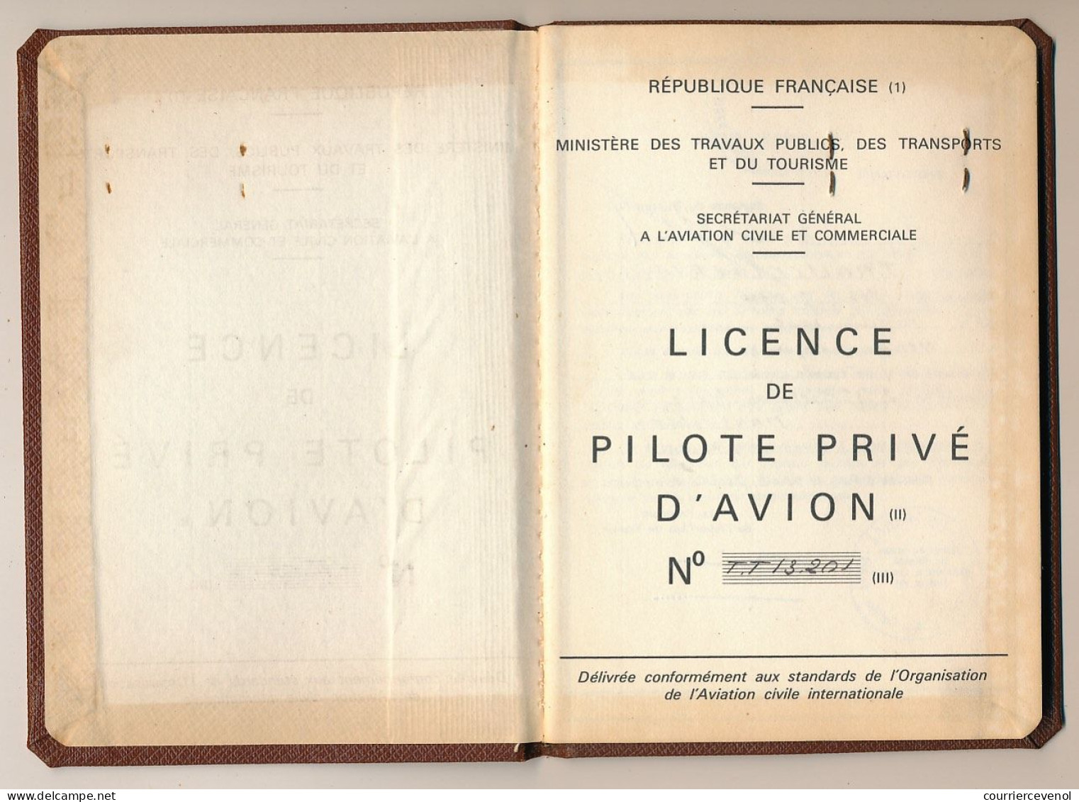 FRANCE - AVIATION - Licence De Pilote Privé D'Avion / Aéroclub De France, Paris, 1960 - Other & Unclassified