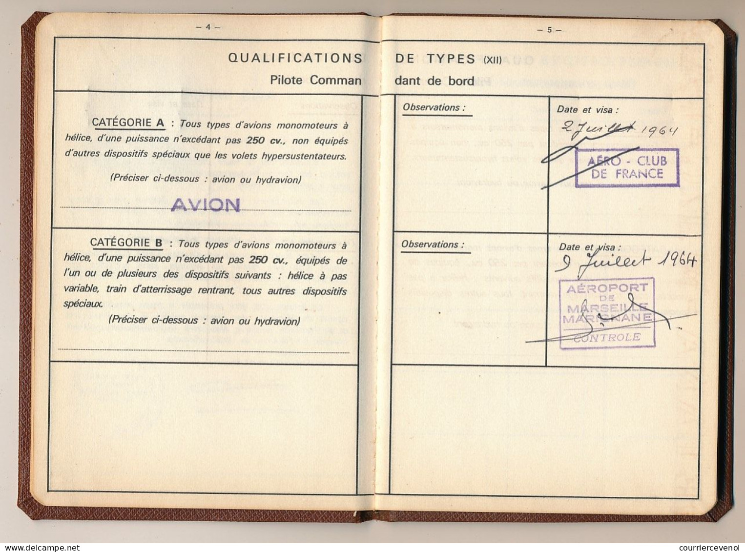 FRANCE - AVIATION - Licence De Pilote Privé D'Avion / Aéroclub De France, Paris, 1960 - Andere & Zonder Classificatie