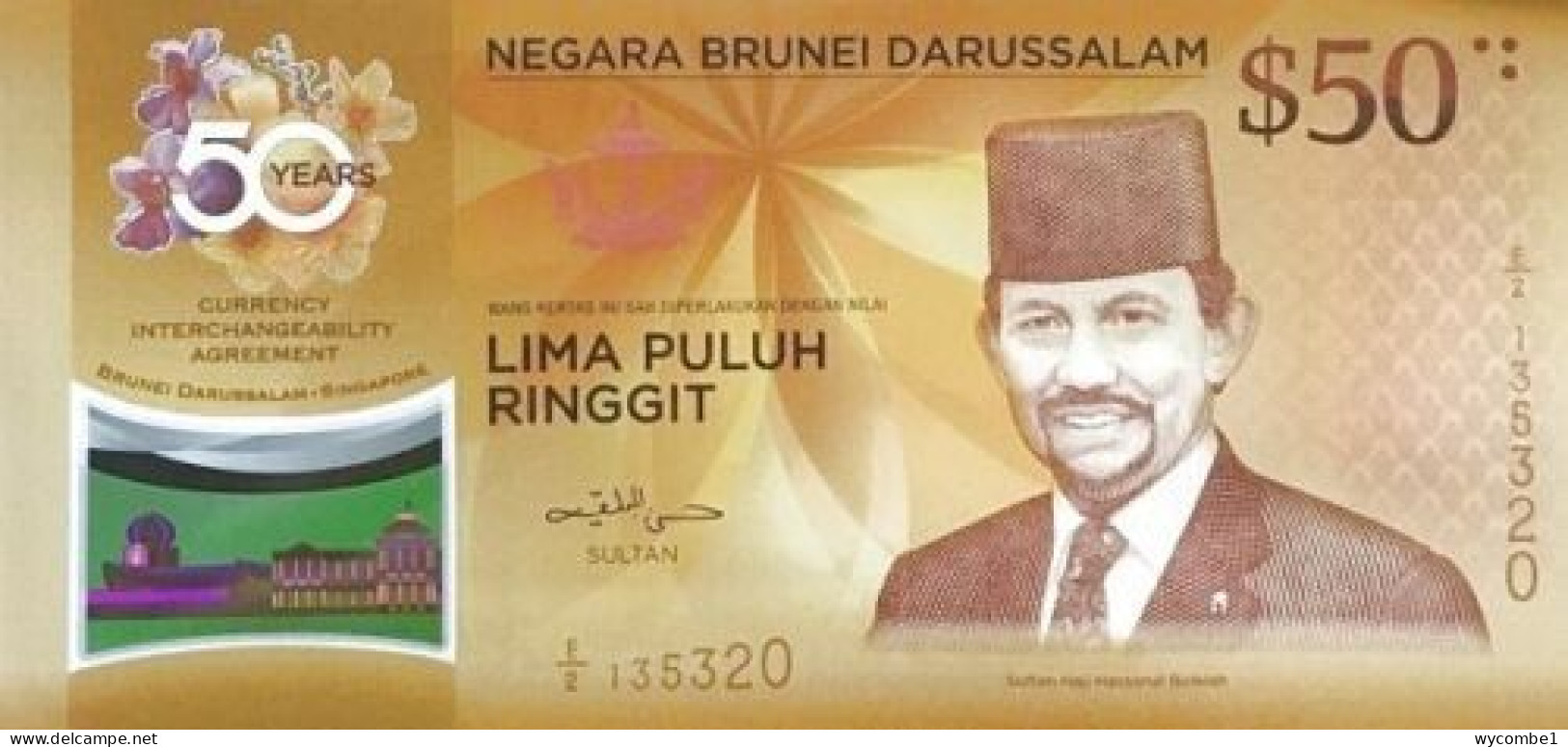 BRUNEI  -  2017 50 Ringgit Commemorative UNC  Banknote - Brunei