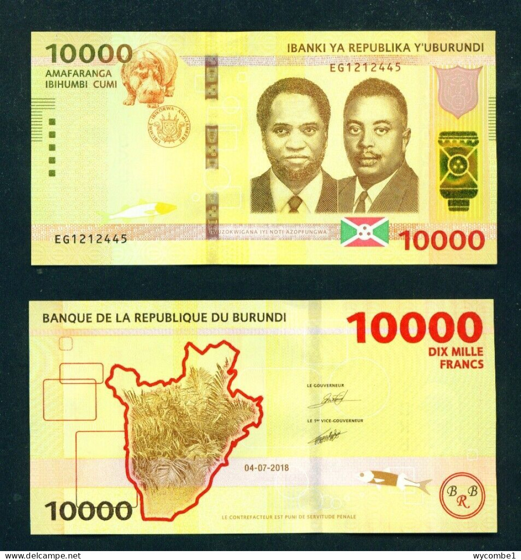 BURUNDI  -  2018 10000 Francs UNC  Banknote - Burundi