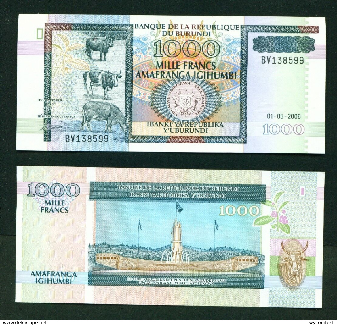 BURUNDI  -  2006 1000 Francs UNC  Banknote - Burundi