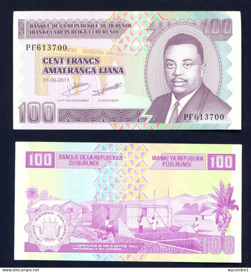 BURUNDI  -  2011 100 Francs UNC  Banknote - Burundi