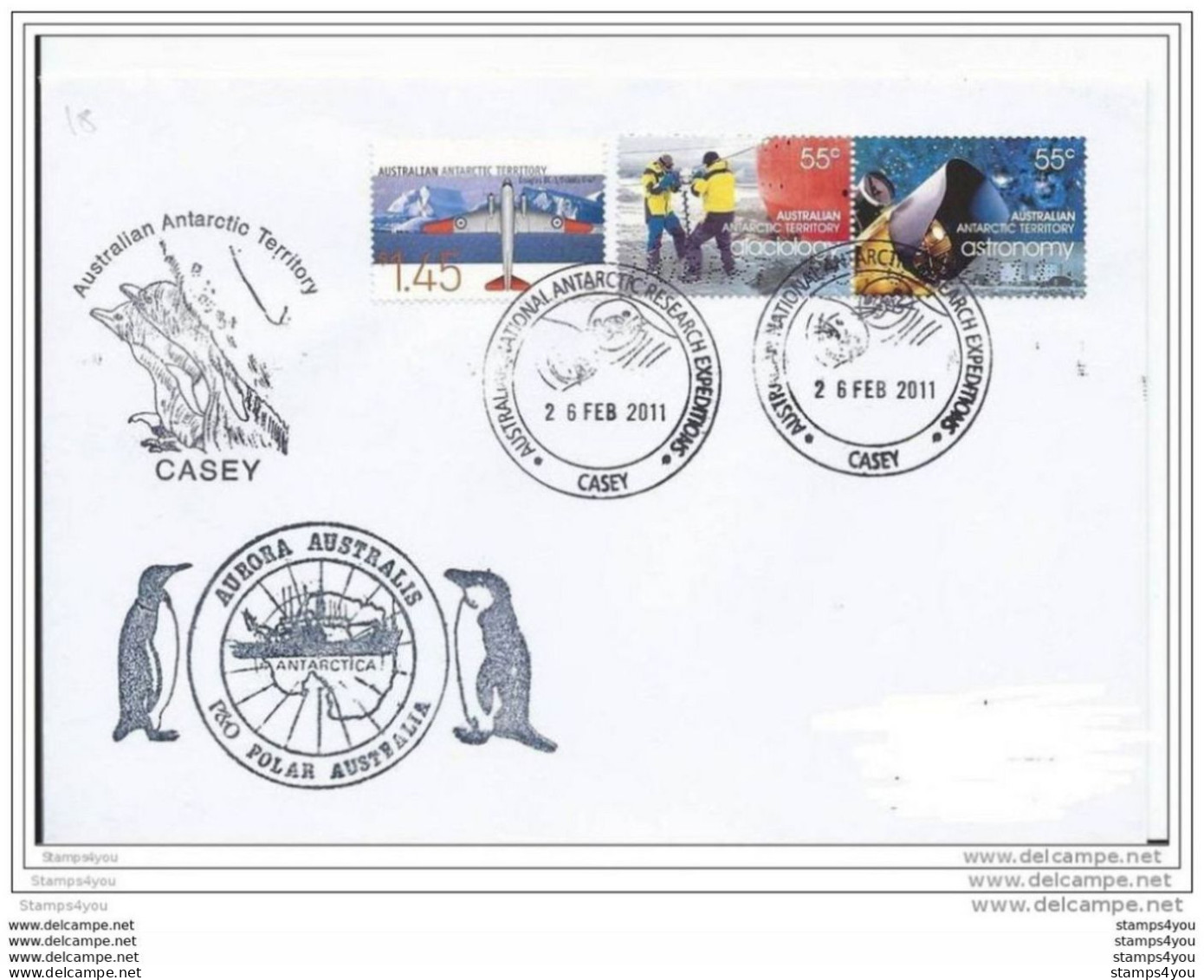 212 - 33 - Enveloppe Navire "Aurora Australis" Base Casey 2011 - Lettres & Documents