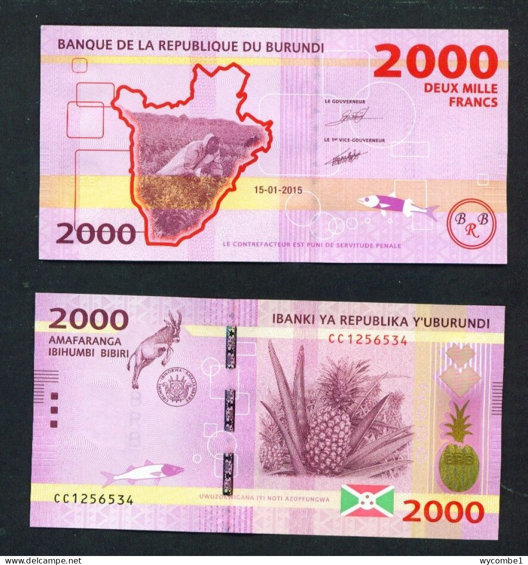 BURUNDI  -  2015 2000 Francs UNC  Banknote - Burundi