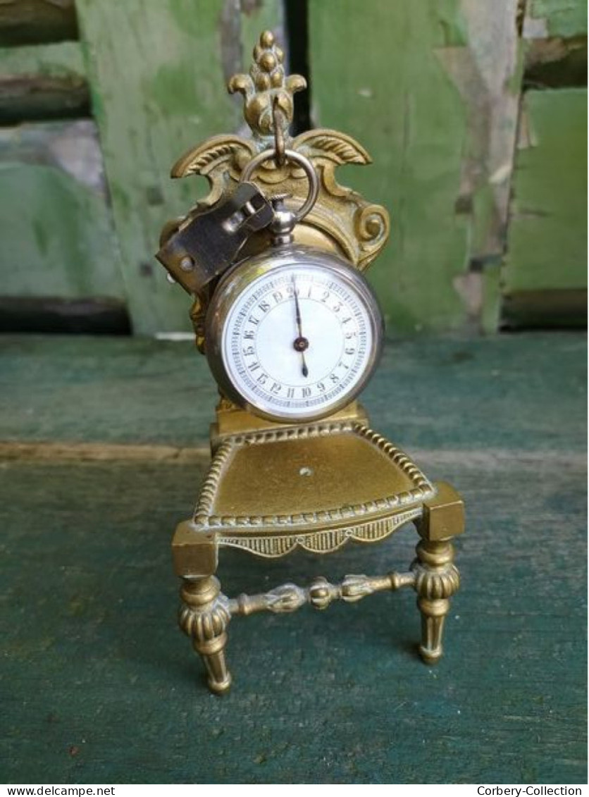 Ancien Porte-Montre à Gousset Chaise Bronze - Autres & Non Classés