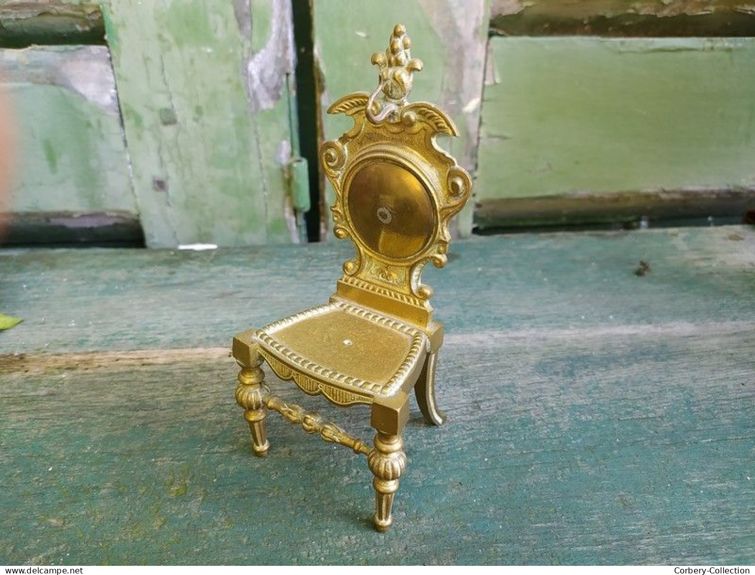 Ancien Porte-Montre à Gousset Chaise Bronze