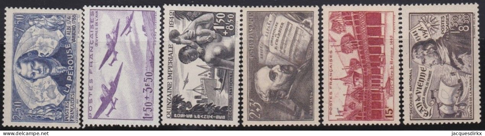 France  .  Y&T   .     6 Timbres   .   **    .    Neuf Avec Gomme Et SANS Charnière - Neufs