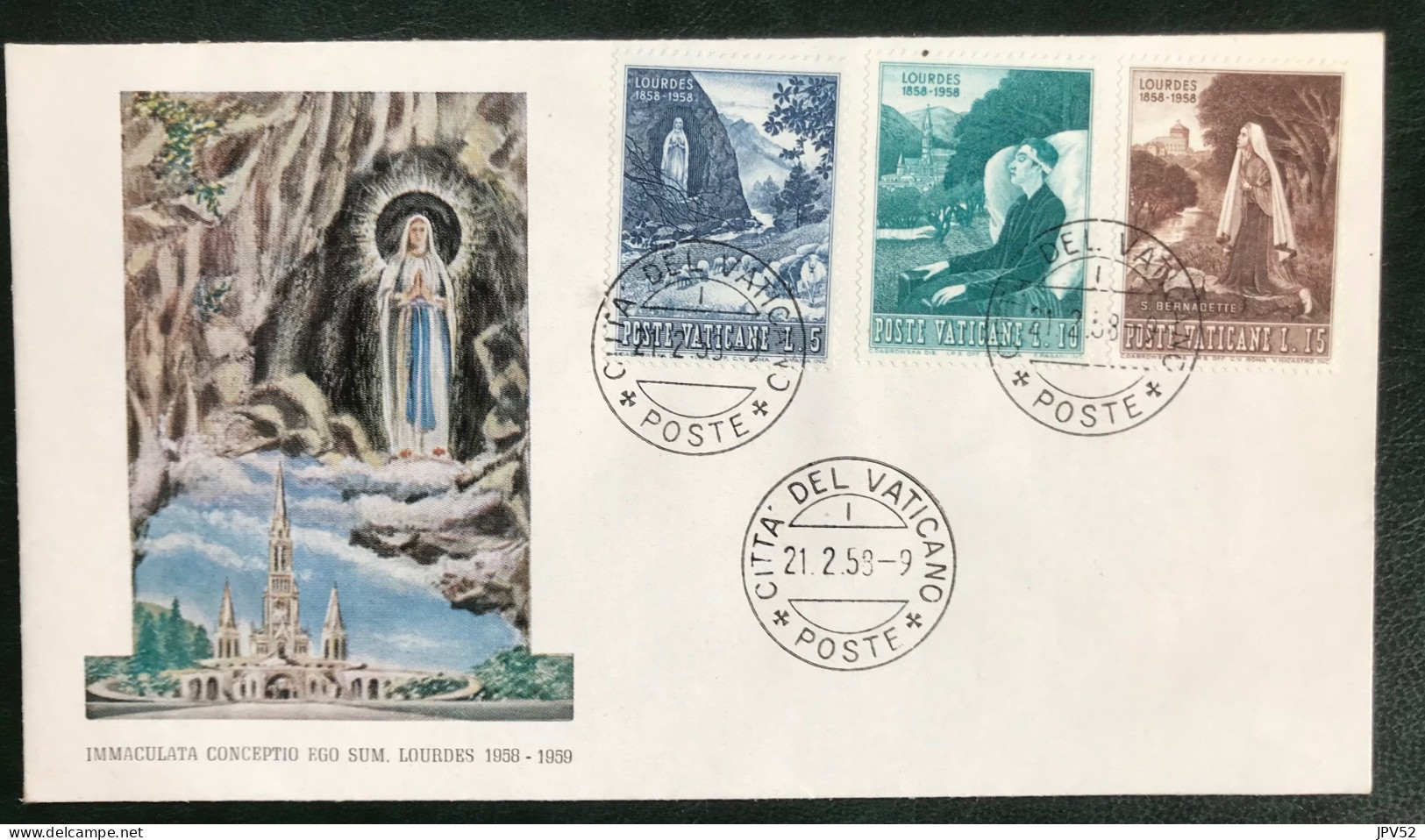 Città Del Vaticano - Poste Vaticane - C18/4 - 1958 - (°)used - Michel 282#284 - Mariaverschijning In Lourdes - Covers & Documents