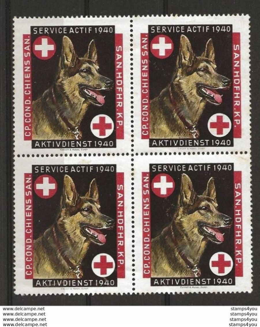 403 - 72 - Bloc De 4 Timbres Neufs  "Cp.Cond.Chiens San. 1940" - Vignetten