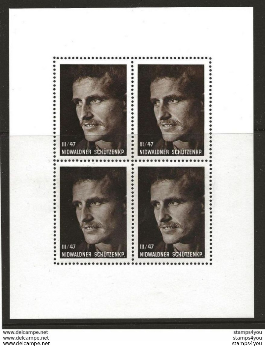 403 - 37 - Feuillet De 4 Timbres Neufs  "III/47 Nidwaldner Schützenkp" - Vignetten