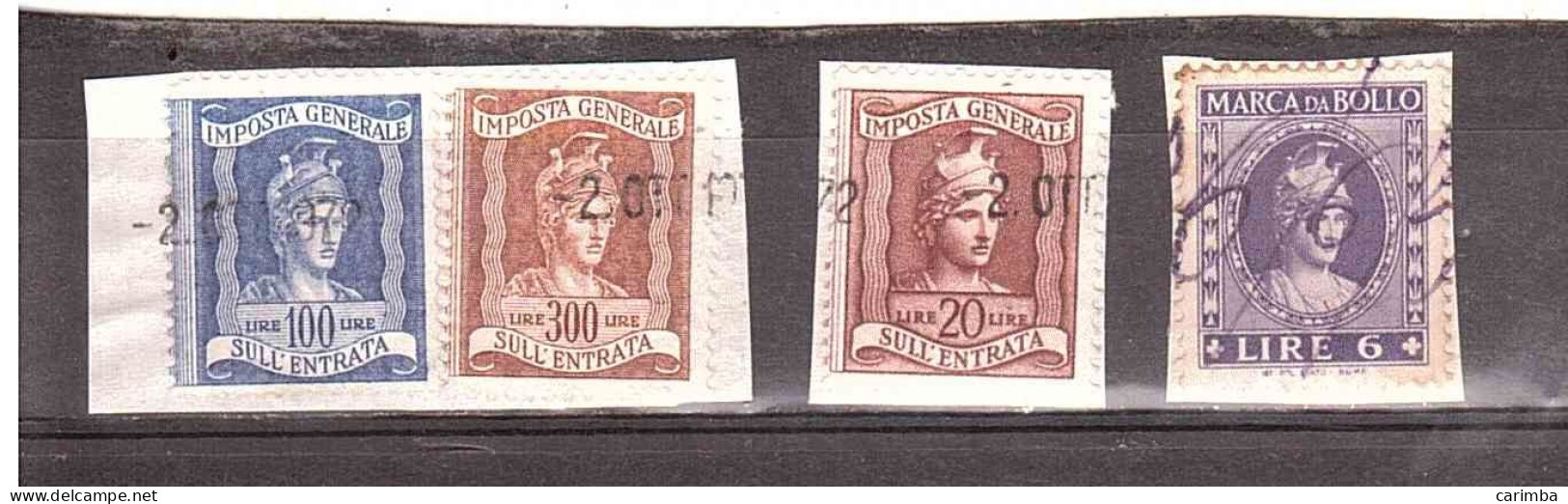 4 VALORI USATI - Revenue Stamps
