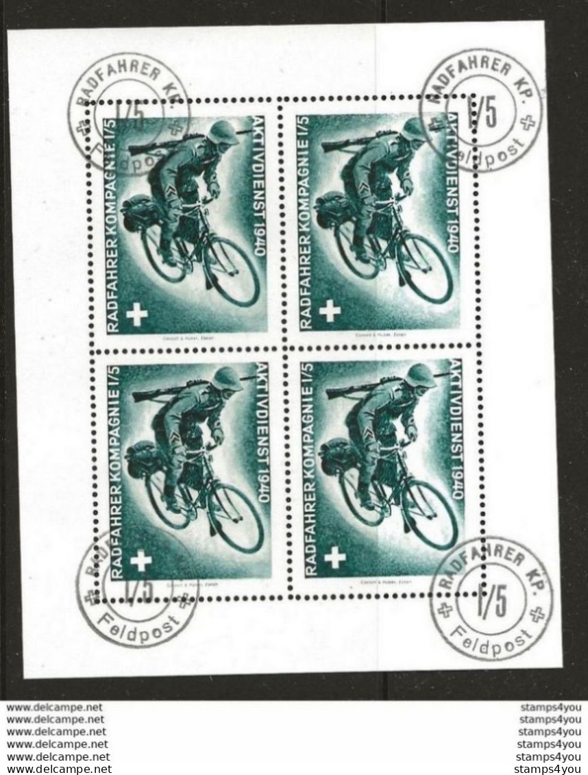 403 - 12  - Bloc De 4 Timbres  "Radfahrer Kompagnie I/5 Aktivdienst 1940" 4 Cachets Militaires I/5 - Etichette