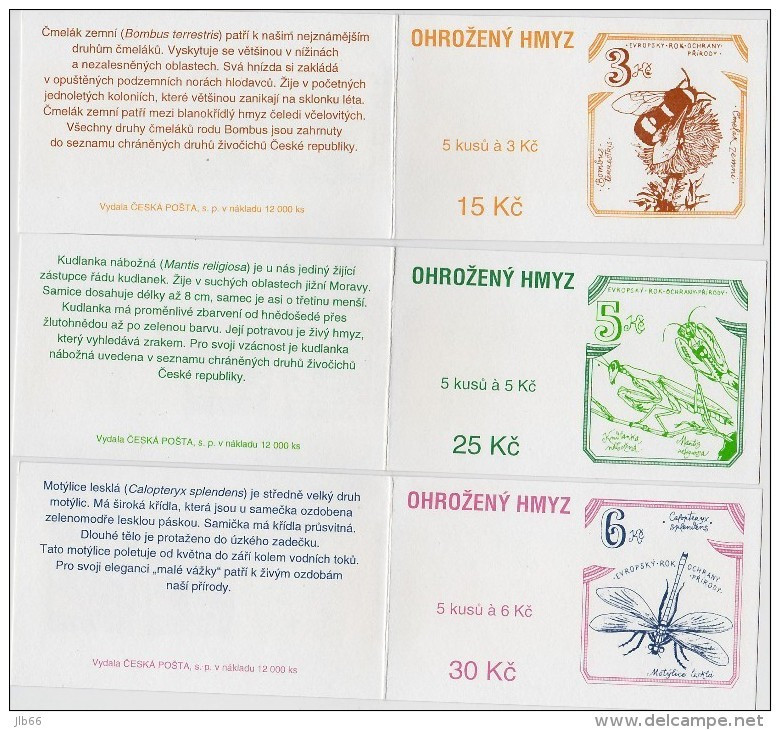 3 Carnets De 5 Timbres YT C 72 73 74 Insectes Bourdon Libellule Mante Religieuse / Booklet Michel MH 0-26 27 28 Insect - Ongebruikt