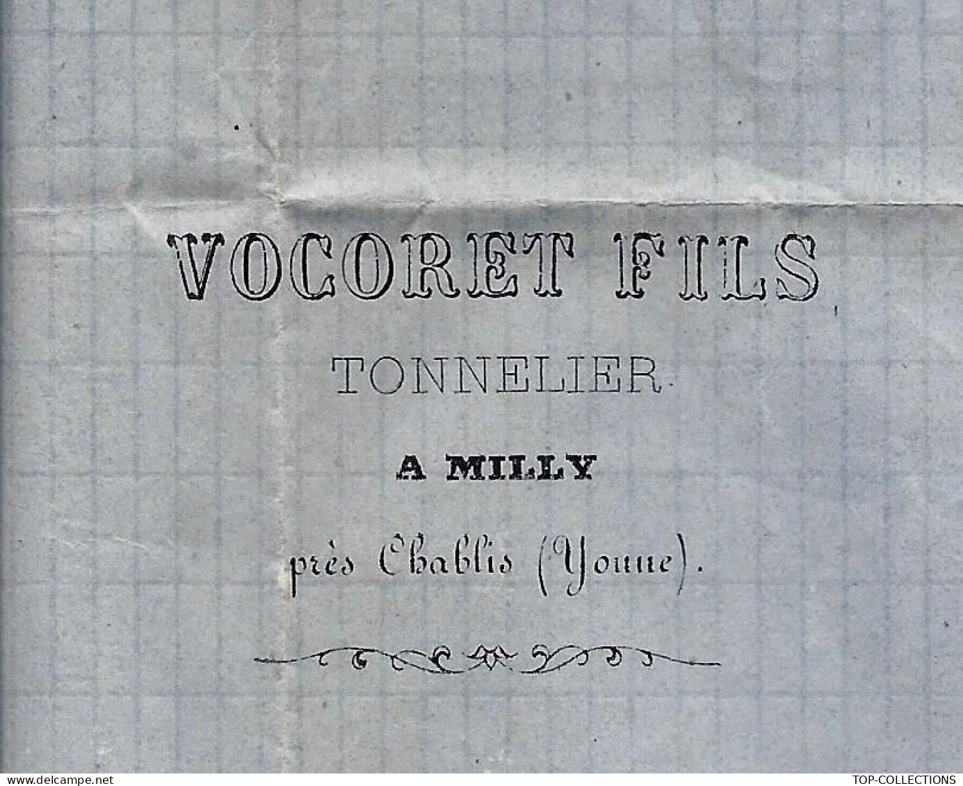 BOURGOGNE GRANDS VINS 1876 ENTETE Vocoret Tonnelier Milly Près Chablis Yonne => Chambon Commissionnaire En Vin à Bassou - 1800 – 1899