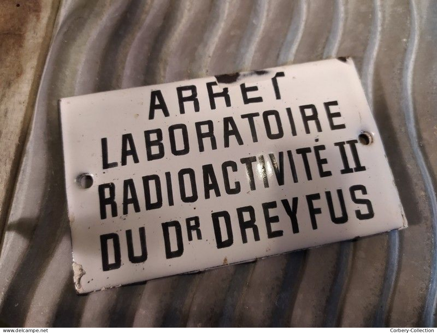 Rare Ancienne Petite Plaque Émaillée Arrêt Laboratoire Radioactivité II Du Dr Dreyfus - Sonstige & Ohne Zuordnung