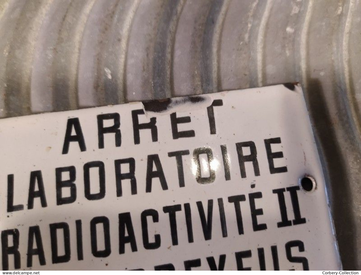 Rare Ancienne Petite Plaque Émaillée Arrêt Laboratoire Radioactivité II Du Dr Dreyfus - Sonstige & Ohne Zuordnung