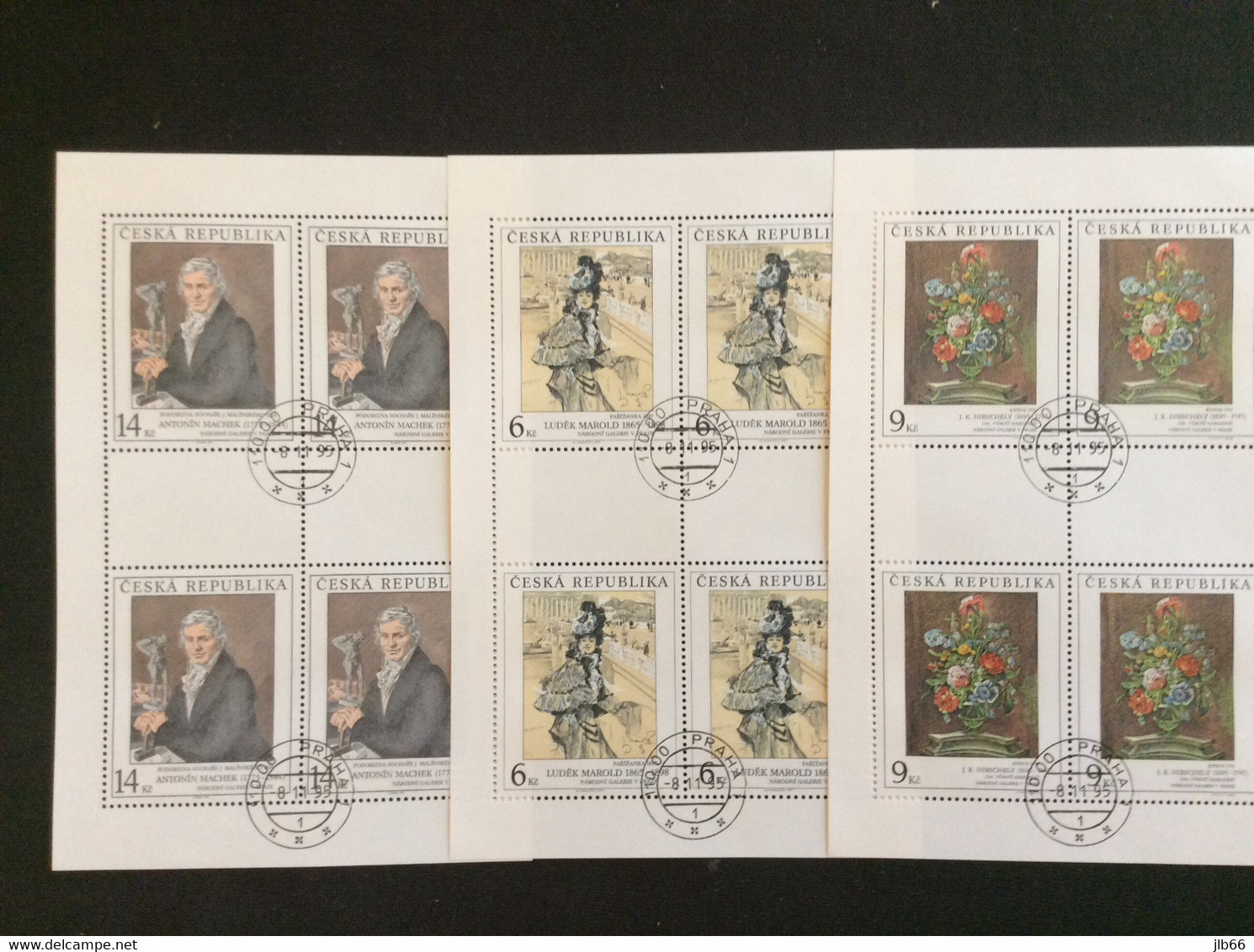 1995 Art Galerie Nationale 3 Feuillets Oblitéré De 4 Timbres  Bouquet Parisienne Et Portrait De Malinsky YT 95/97 - Blocchi & Foglietti