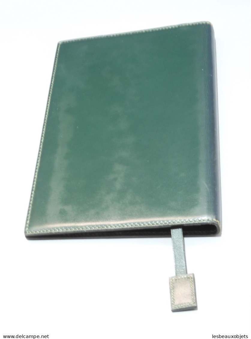 -PORTE REPERTOIRE CUIR VERT & CARNET TELEPHONE HERMES PARIS Déco BUREAU   E - Lederwaren