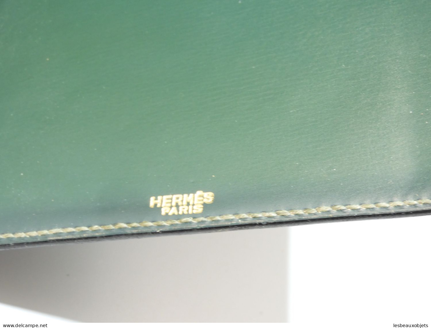 -PORTE REPERTOIRE CUIR VERT & CARNET TELEPHONE HERMES PARIS déco BUREAU   E