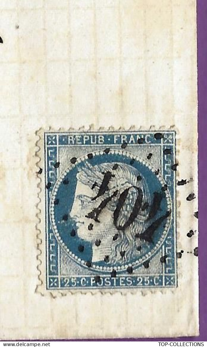 LETTRE  De Beauvais Oise Timbre Cérès Dentelé Oblit. Gros Ch. 404 => Chambon Bassou Yonne Vin Couleur Pourpre V.SCANS - 1800 – 1899