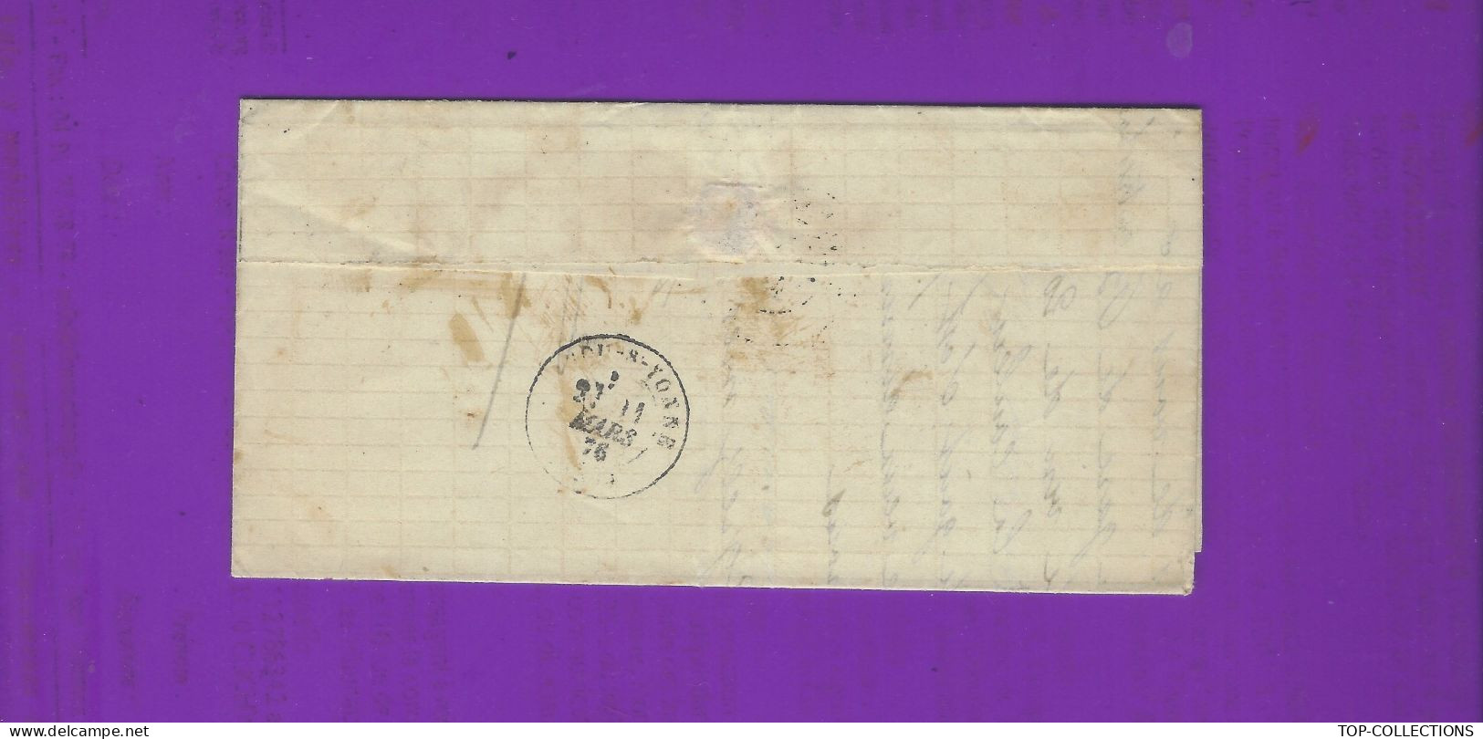 LETTRE  De Beauvais Oise Timbre Cérès Dentelé Oblit. Gros Ch. 404 => Chambon Bassou Yonne Vin Couleur Pourpre V.SCANS - 1800 – 1899