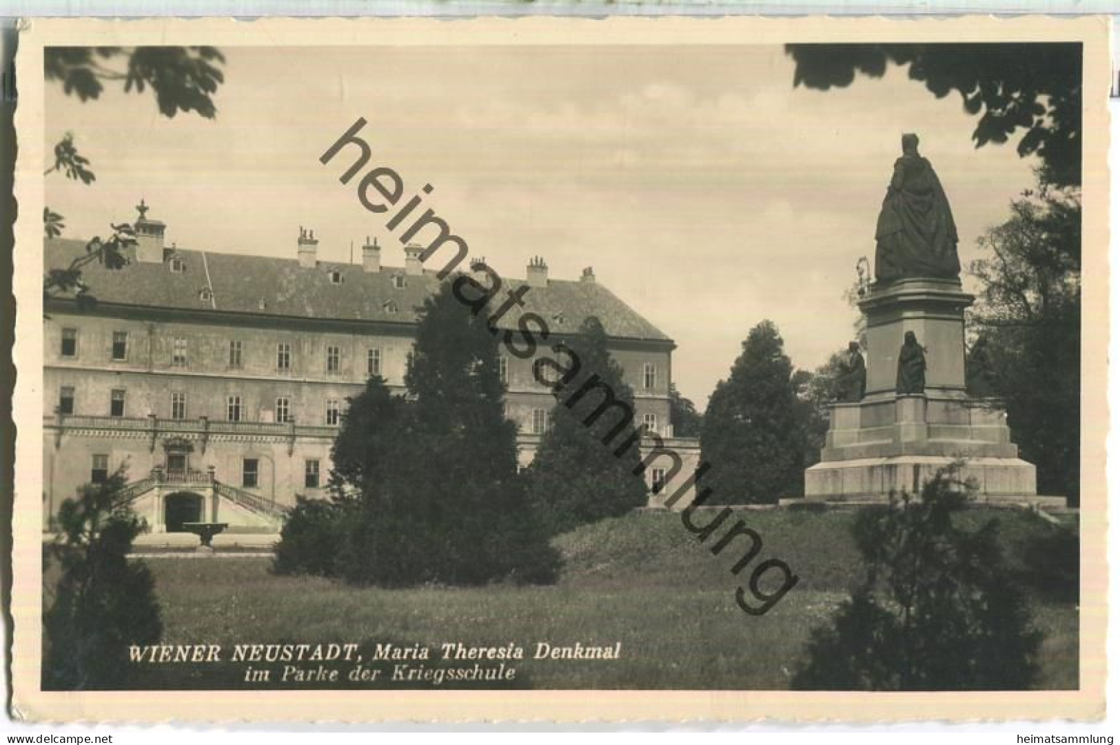 Wiener Neustadt - Maria Theresia Denkmal Im Parke Der Kriegsschule - Foto-Ansichtskarte - Wiener Neustadt