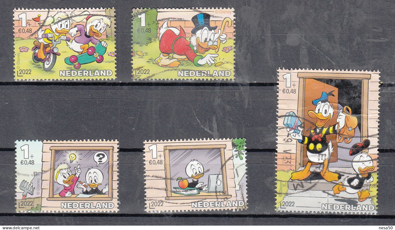 Nederland 2022 Nvph Nr ??, Mi Nr 4144 - 4148,kinderpostzegels, Donald Duck Gestempeld Compleet - Usados