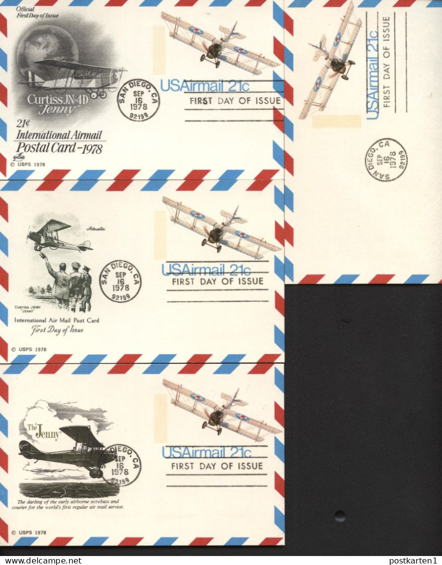 UXC17 4 Air Mail Postal Cards FDC 1978 - 1961-80