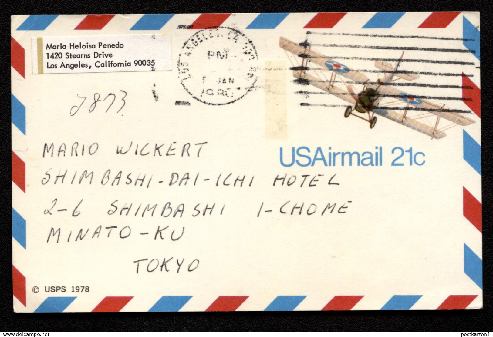 UXC17 Air Mail Postal Card Properly Used Los Angeles CA To JAPAN 1980 Cat. $40.00 - 1961-80