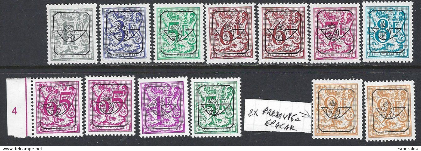 (BL78) Lot 13 Valeurs(1timbre N°pla) Préos Type Et Papier Divers Dont 2 X Pre 814 P5a Epacar(1avec Pli Non Compté) ** - Typografisch 1967-85 (Leeuw Met Banderole)