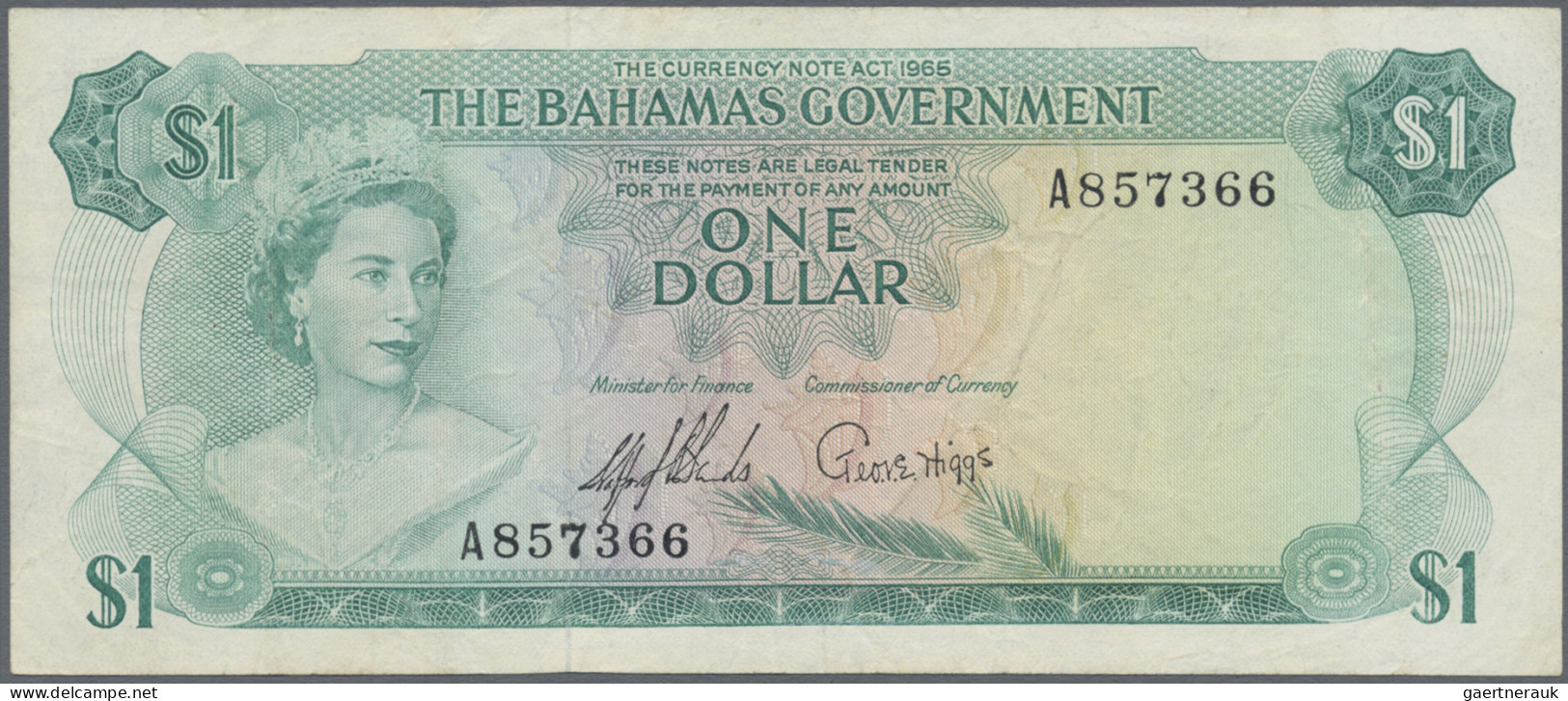 Bahamas: The Bahamas Government, L.1965 Series, Pair With 50 Cents And 1 Dollar, - Bahama's