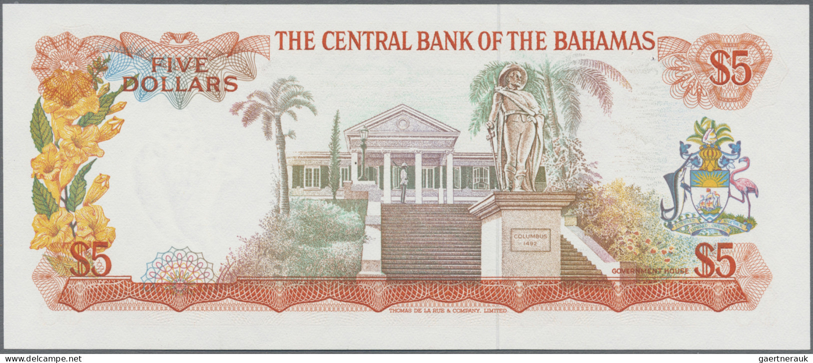 Bahamas: Central Bank Of The Bahamas, 5 Dollars L.1974 With Signature: W. C. All - Bahamas