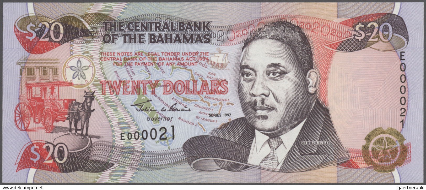 Bahamas: The Central Bank Of The Bahamas 20 Dollars 1997, P.65 In Perfect UNC Co - Bahama's