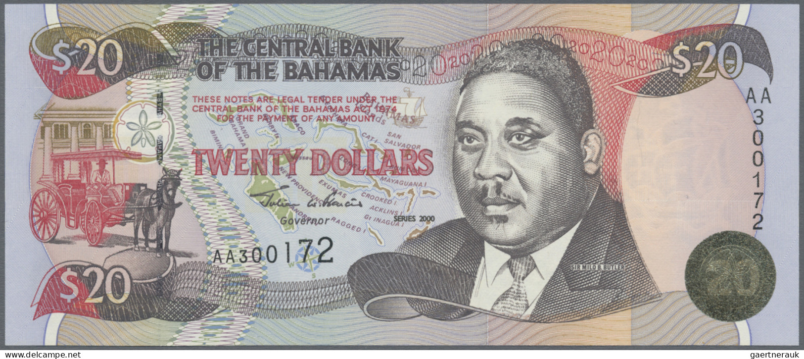 Bahamas: The Central Bank Of The Bahamas, 20 Dollars 2000 With Signature Julian - Bahamas