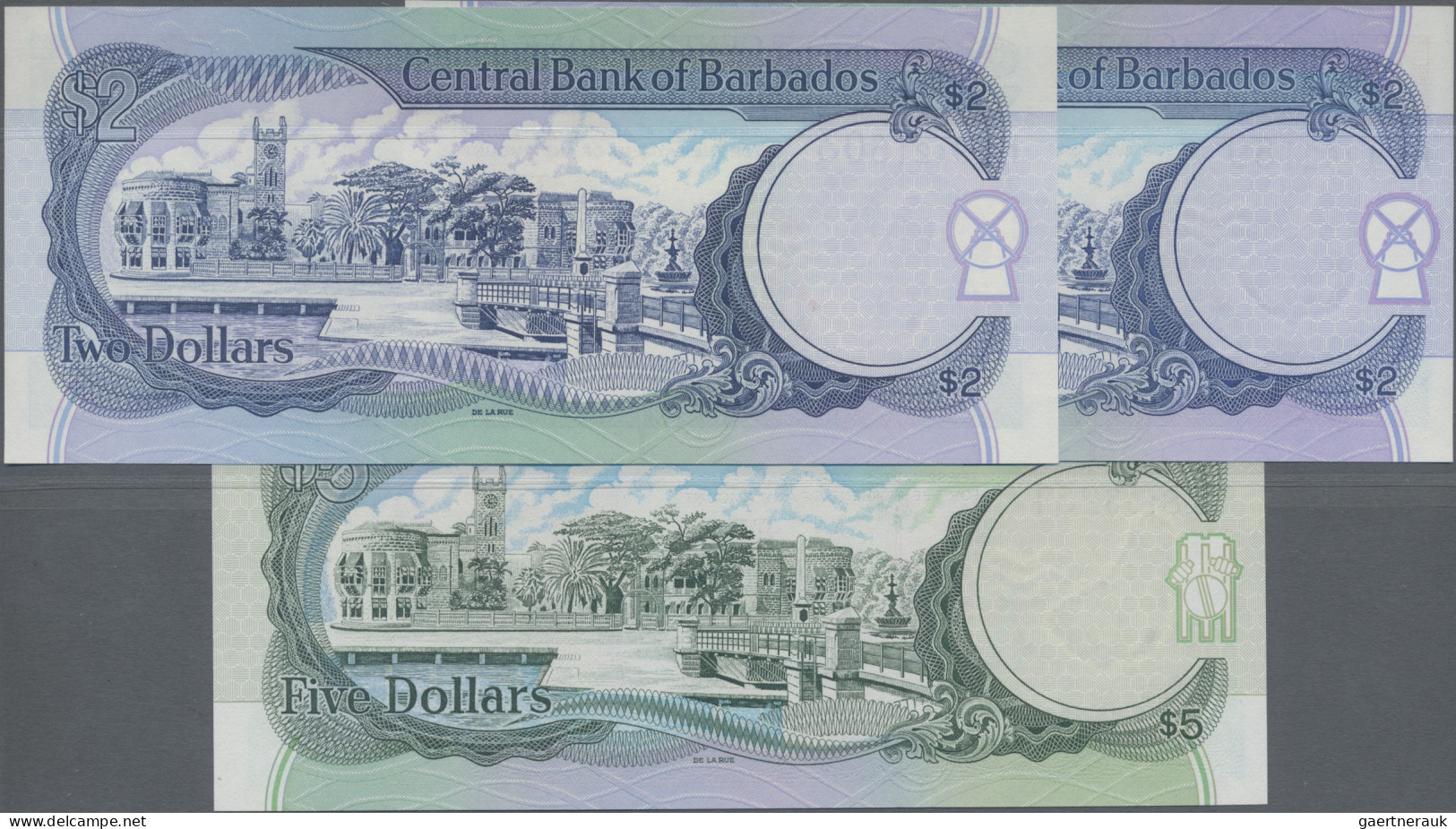 Barbados: Central Bank Of Barbados, Lot With 5 Banknotes, ND(1995-2000) Series, - Barbados (Barbuda)