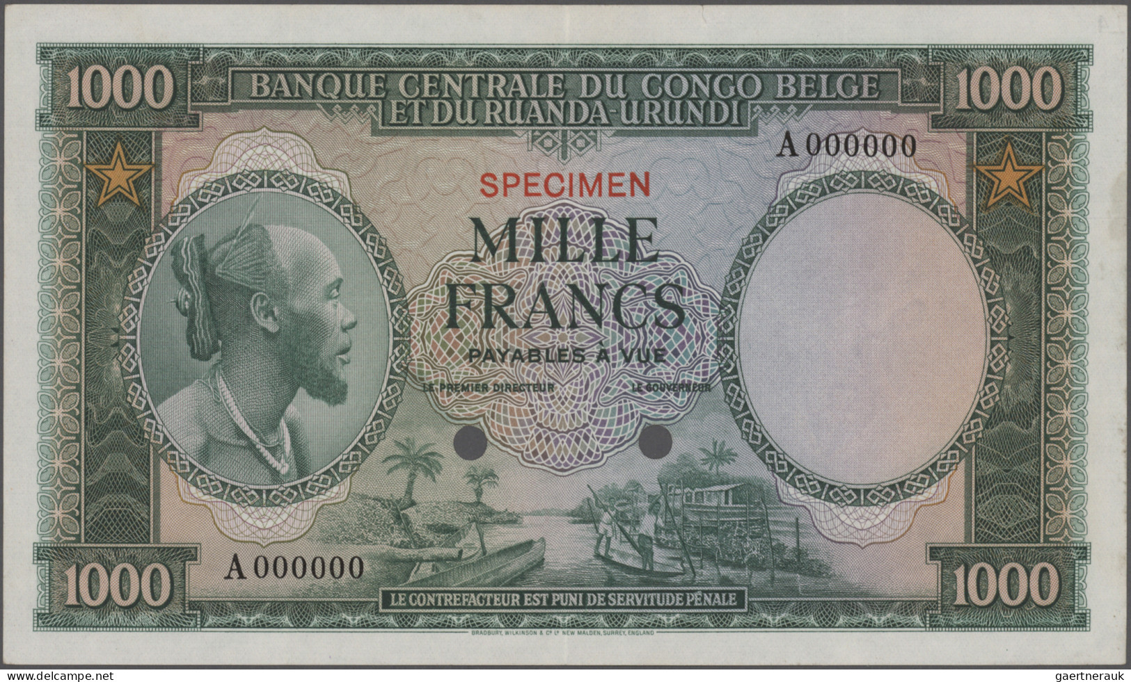 Belgian Congo: Banque Centrale Du Congo Belge Et Du Ruanda-Urundi, 1.000 Francs - Non Classés