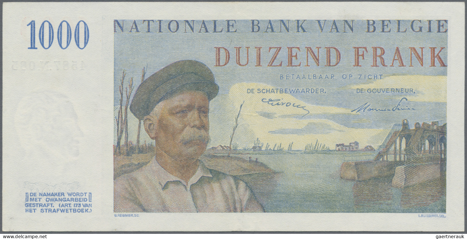 Belgium: Banque Nationale De Belgique, 1.000 Francs 13.04.1951 With Signatures: - [ 1] …-1830 : Antes De La Independencia