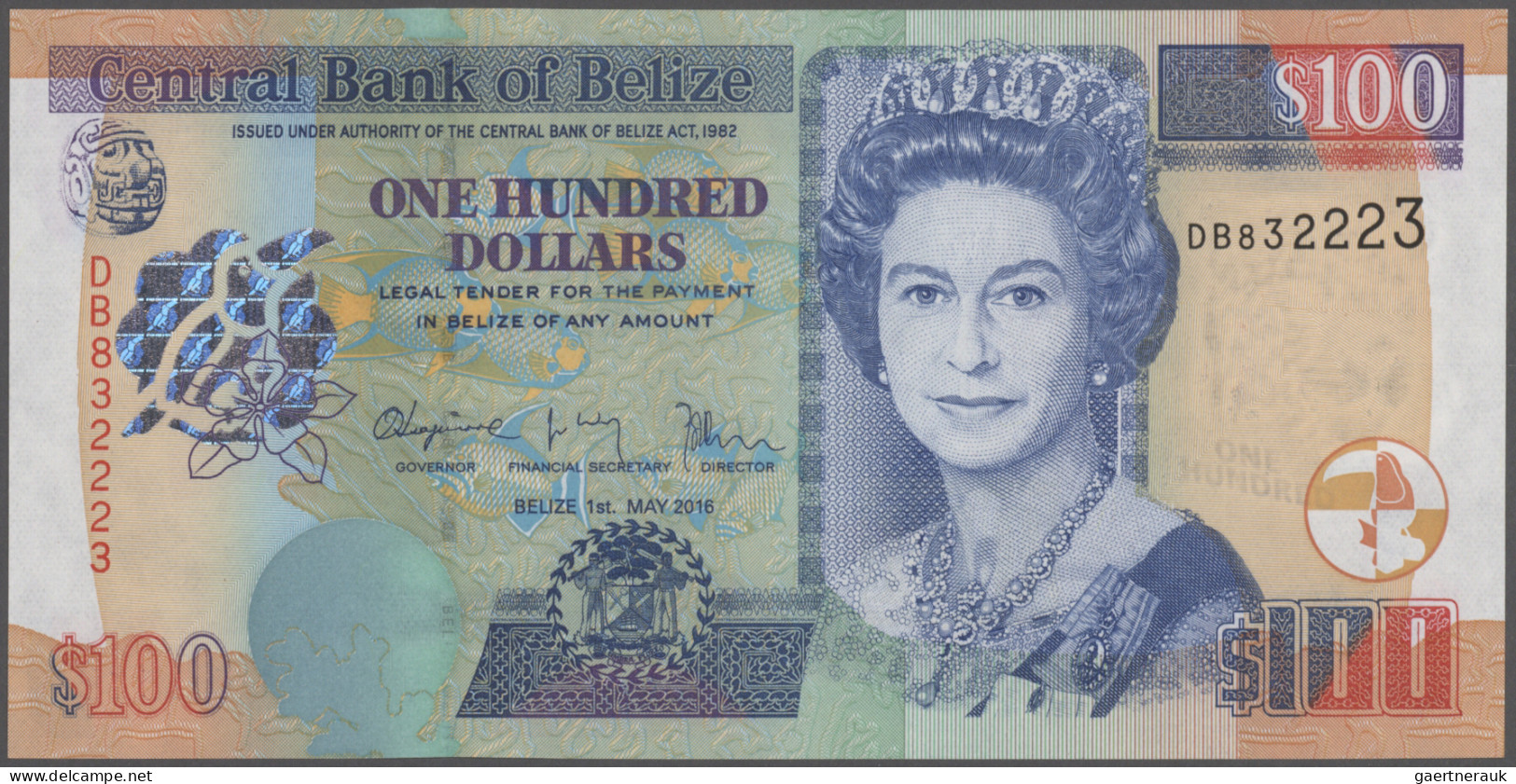 Belize: Central Bank Of Belize, 100 Dollars 2016, P.71c, UNC. - Belize