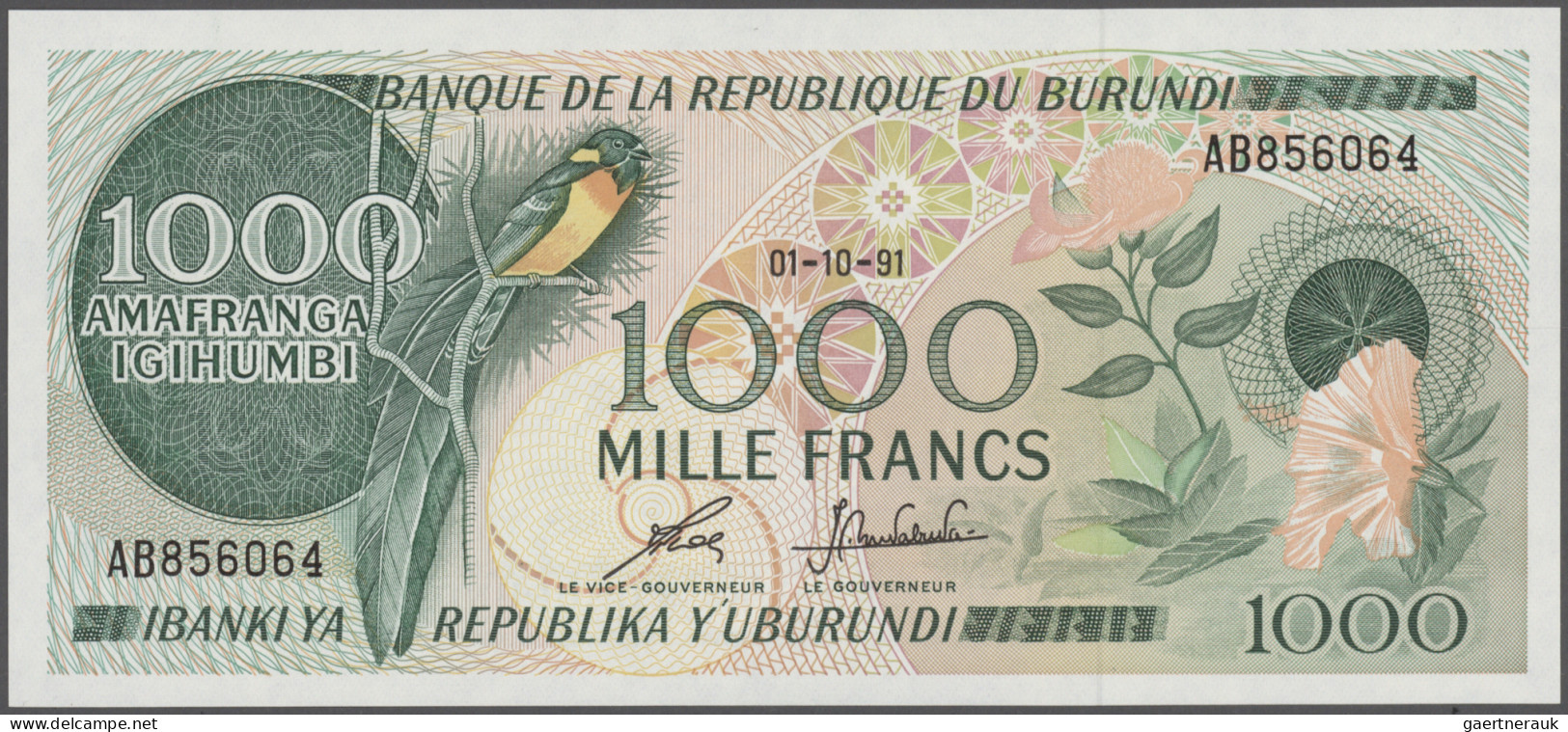 Burundi: Banque De La République Du Burundi, 1.000 Francs 1991, P.31d In UNC Con - Burundi