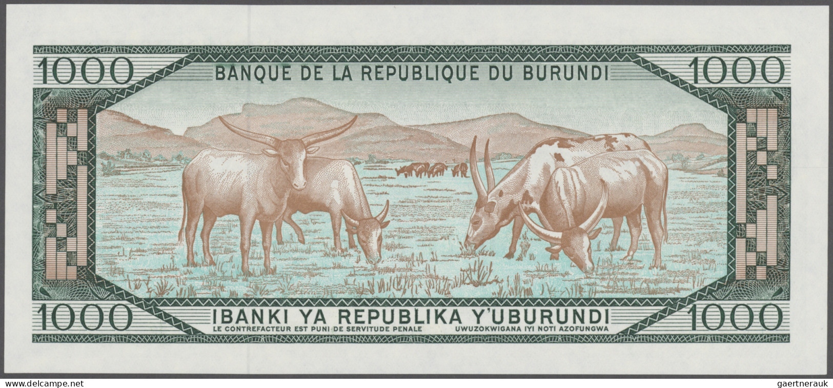 Burundi: Banque De La République Du Burundi, 1.000 Francs 1991, P.31d In UNC Con - Burundi