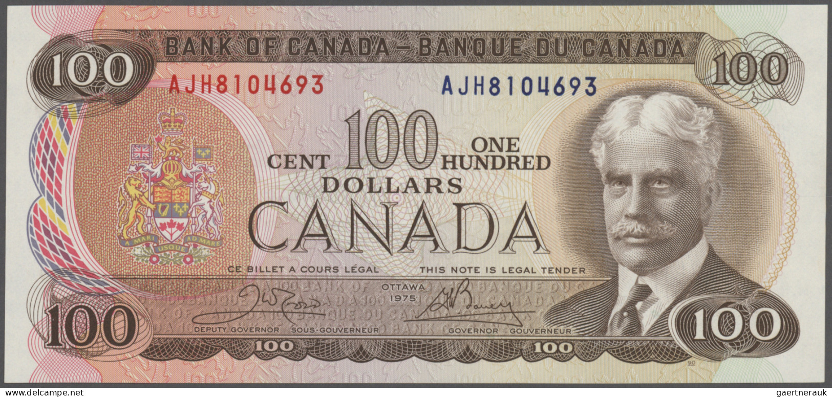 Canada: Bank Of Canada, 100 Dollars 1975 With Signatures Crow & Bouey, P.91b In - Kanada