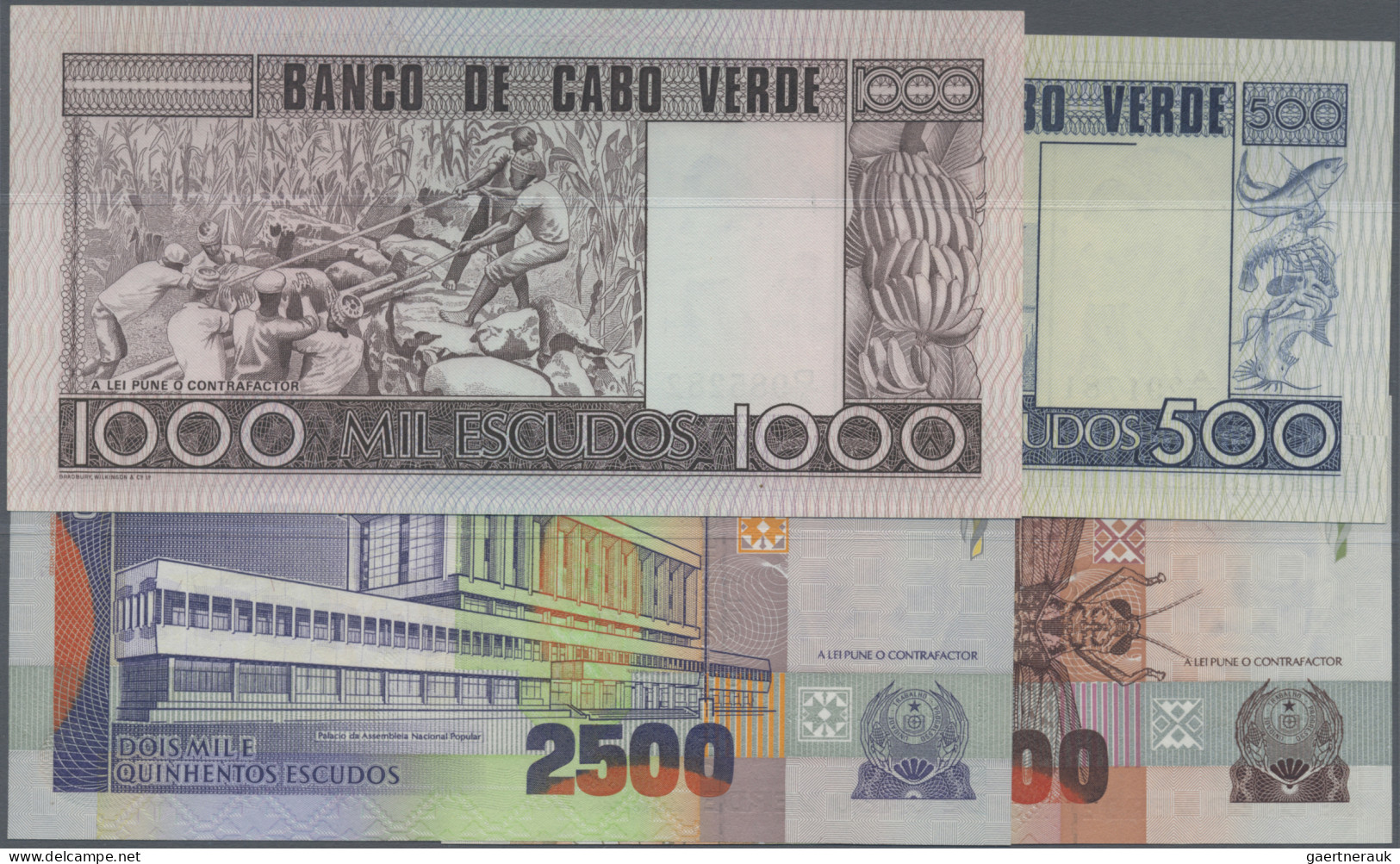 Cape Verde: Banco De Cabo Verde, Lot With 7 Banknotes, Comprising 500 And 1.000 - Capo Verde