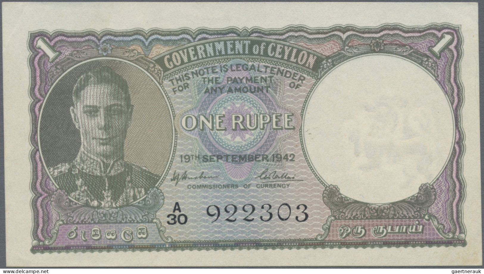 Ceylon: The Government Of Ceylon, Pair With 1 Rupee 1st February 1941 (P.30, VF+ - Sri Lanka